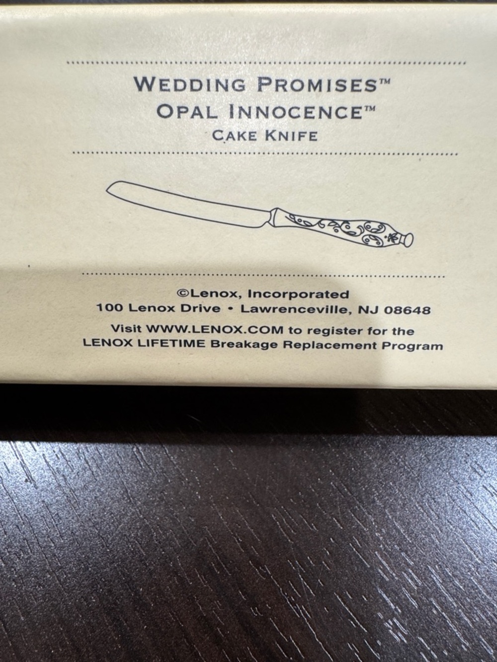 Lenox Wedding Promises Opal Innocence Cake Knife with Silver Blade - Picture 5 of 7